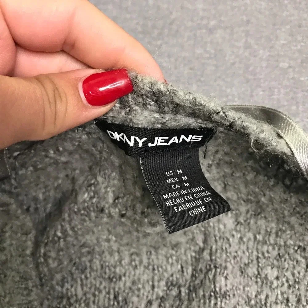 DKNY Jeans Gray Knit Oversized Sweater